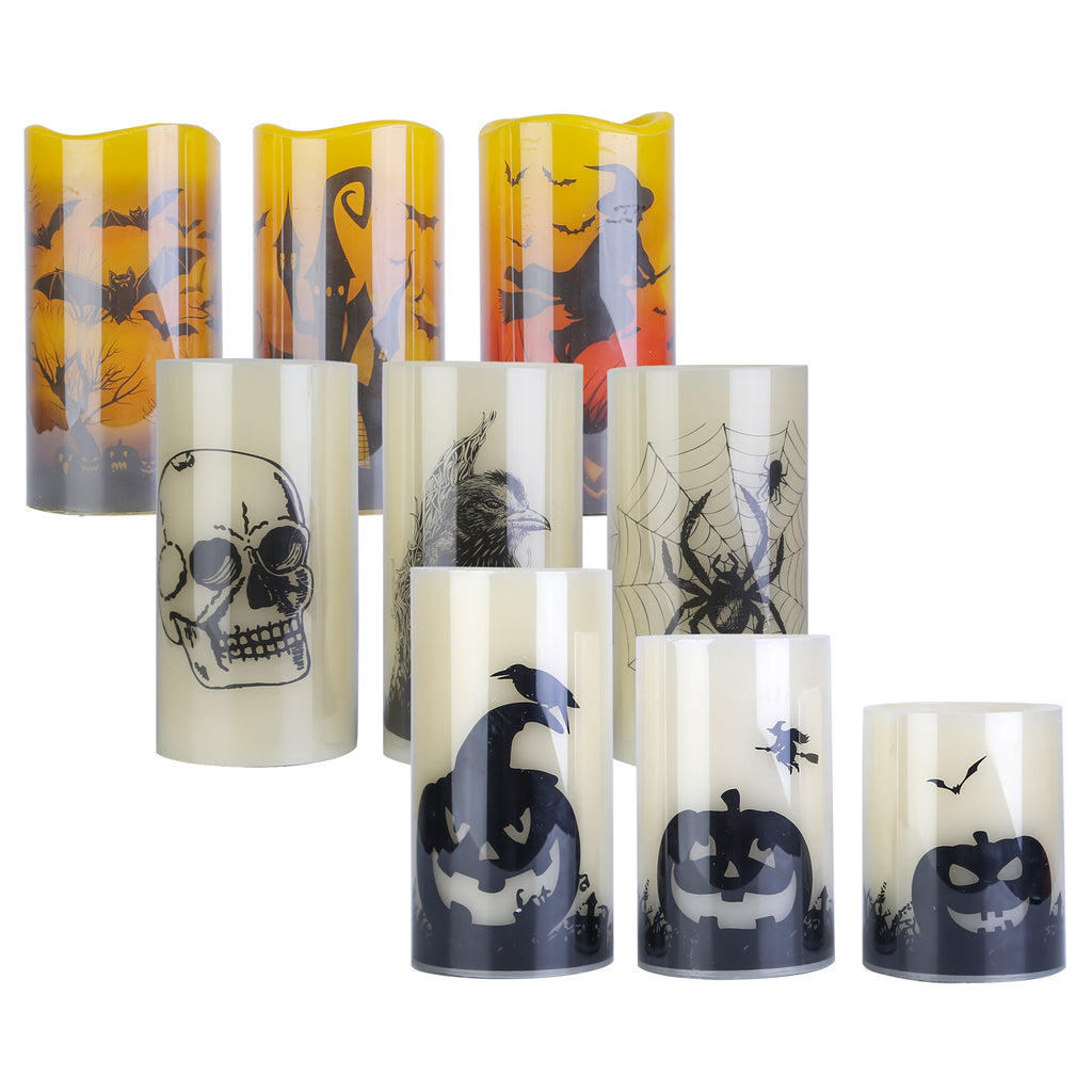 Halloween flameless LED candles with timer, 3-pack, view 2