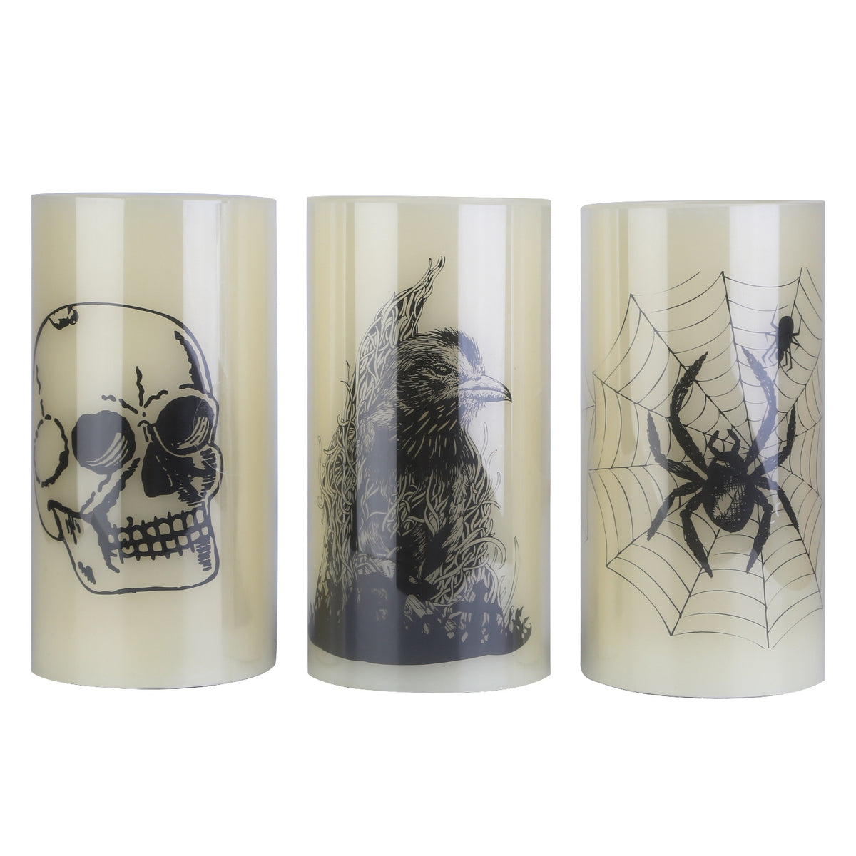 Halloween flameless LED candles with timer, 3-pack, view 9