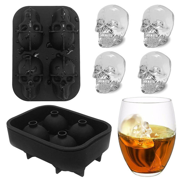 3D silicone skull ice mold