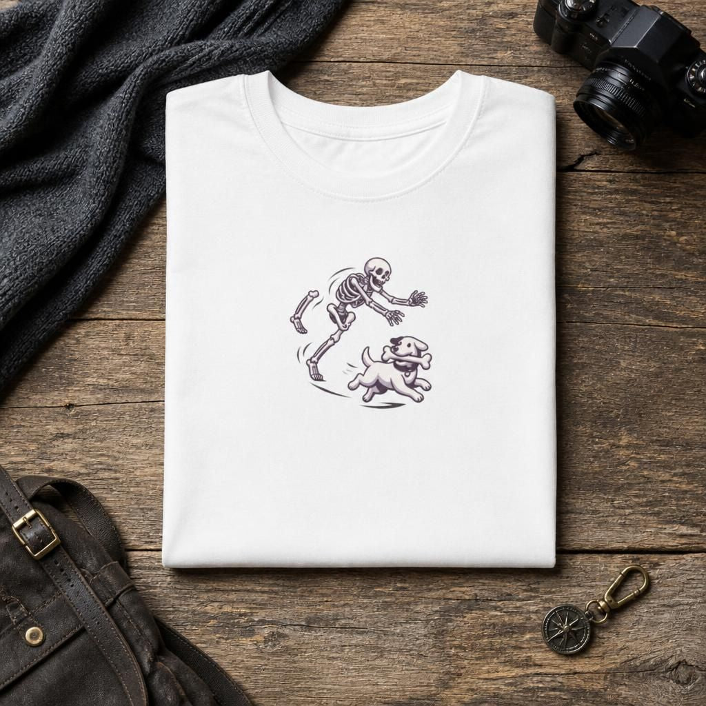 Skeleton Dog Chase - Halloween Spooky Season T-Shirt