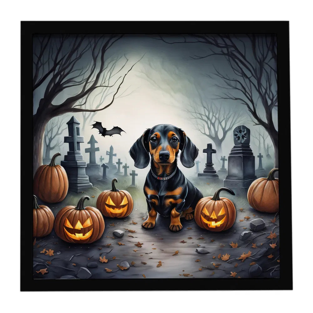 Spooky Dachshund Halloween framed metal print, view 8