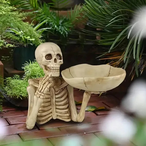 Skull tray ornament with bowl, view 3