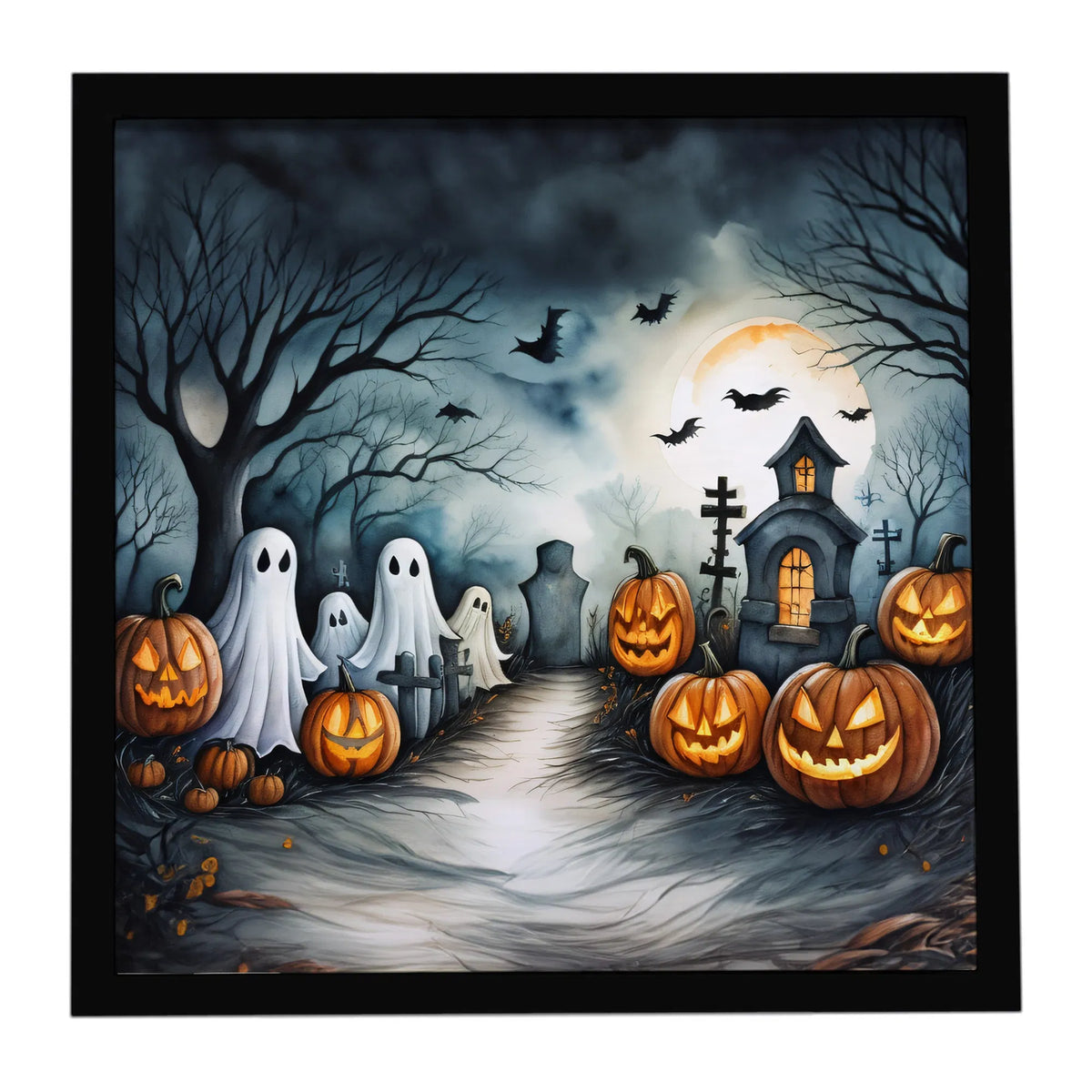 Friendly ghosts Halloween framed metal print