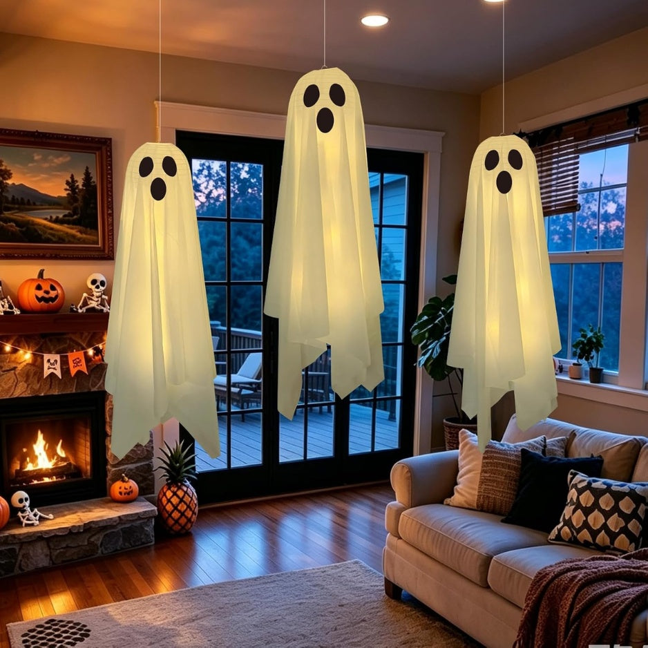 Light-up hanging ghosts, 3-pack, view 4
