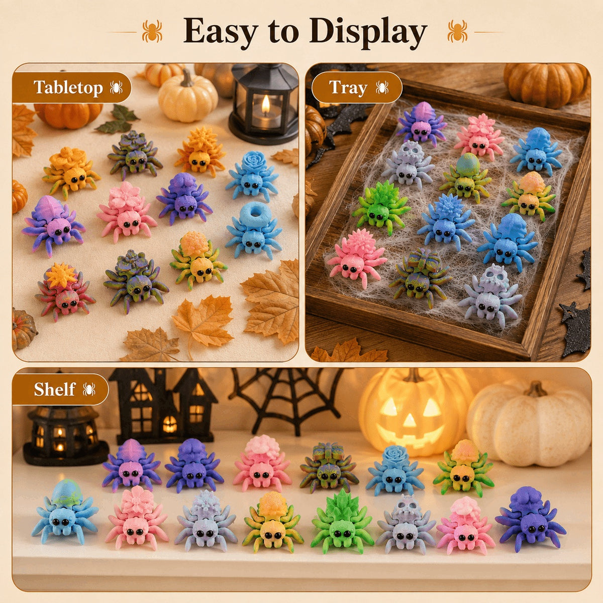 Cute mini spider figurines, 15-piece set, view 5