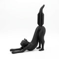 Stretching black cat toilet paper holder, view 2