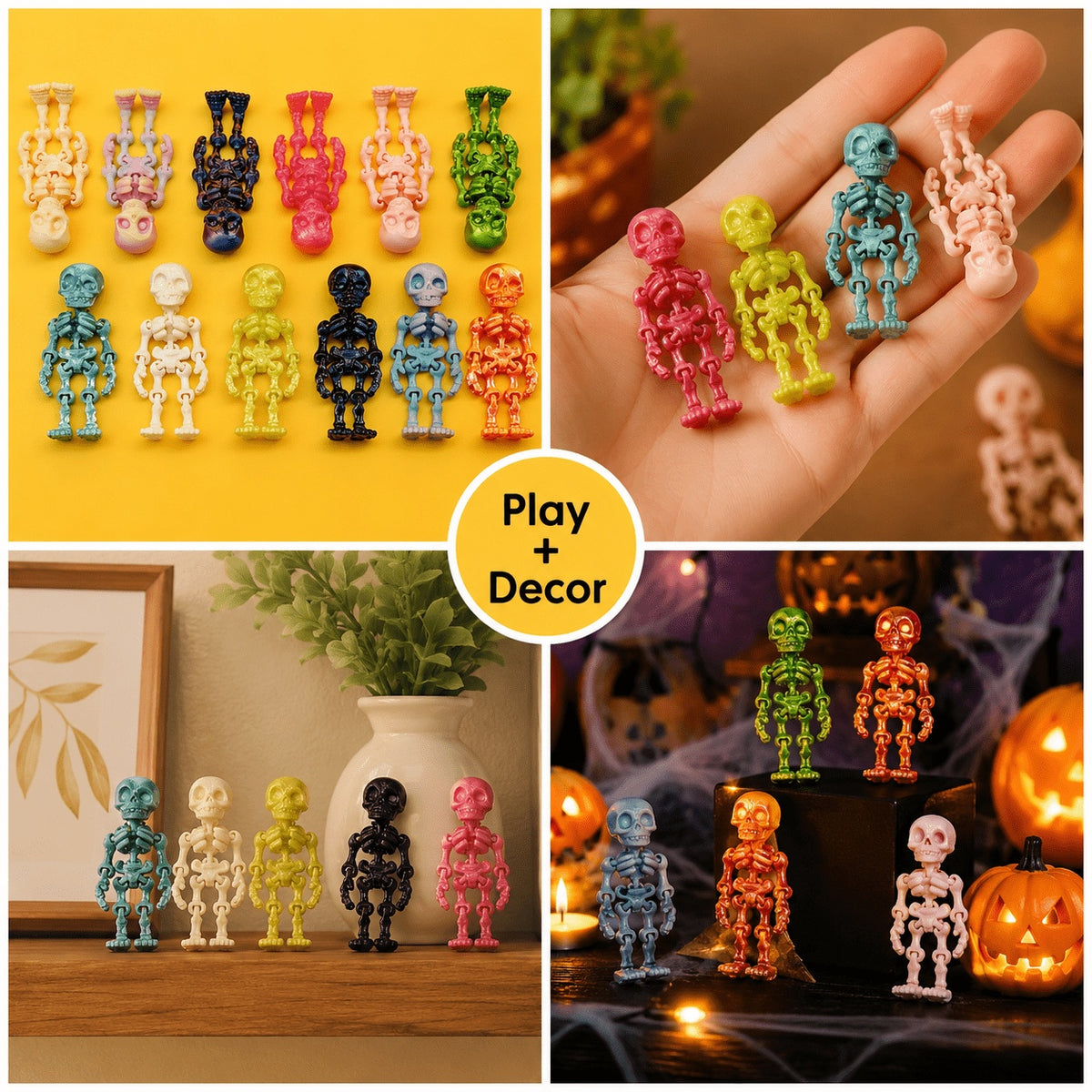 Posable mini skeletons party favor pack, view 6