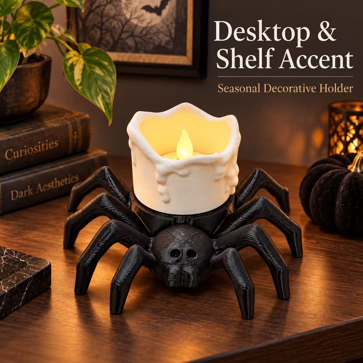 Spooky spider LED tealight holder, view 8