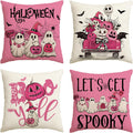 Pink Halloween ghost pillow covers, set of 4
