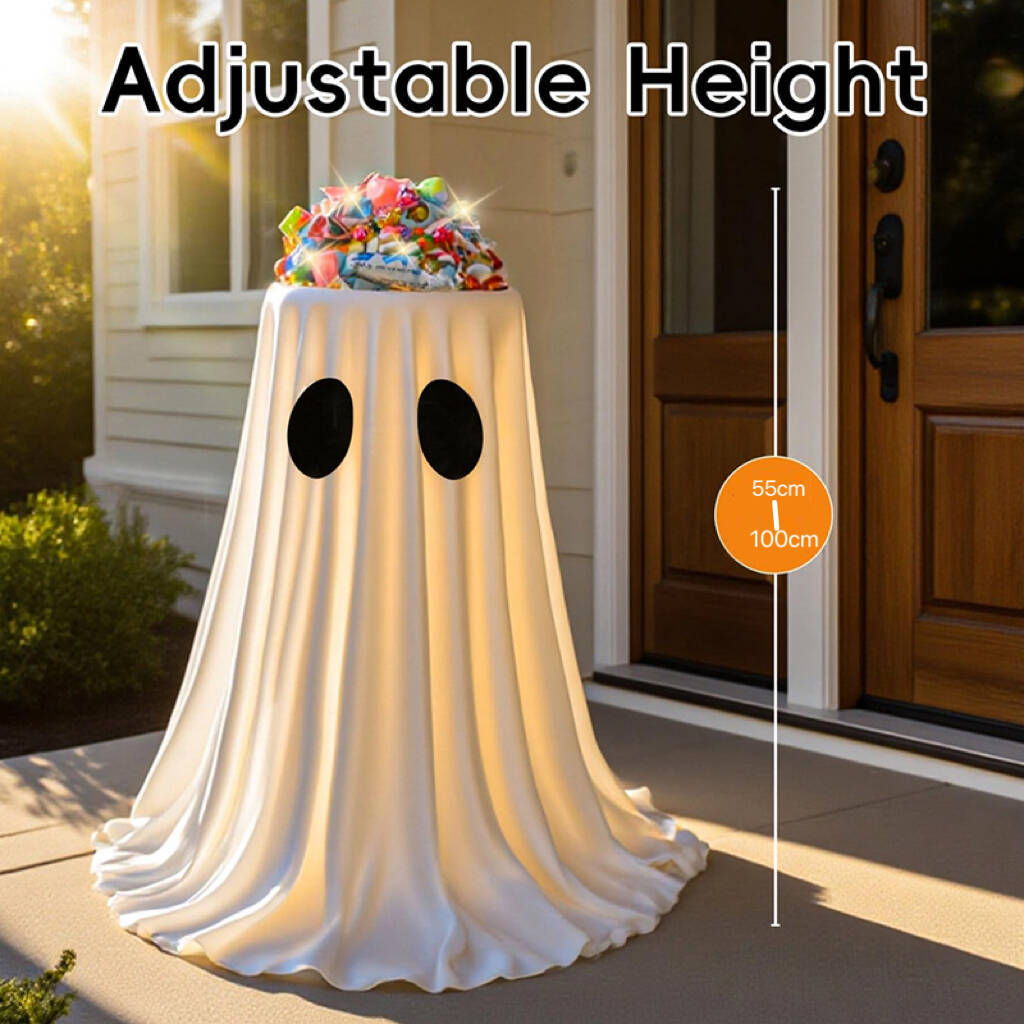 Glowing ghost candy bowl holder for the porch, view 2