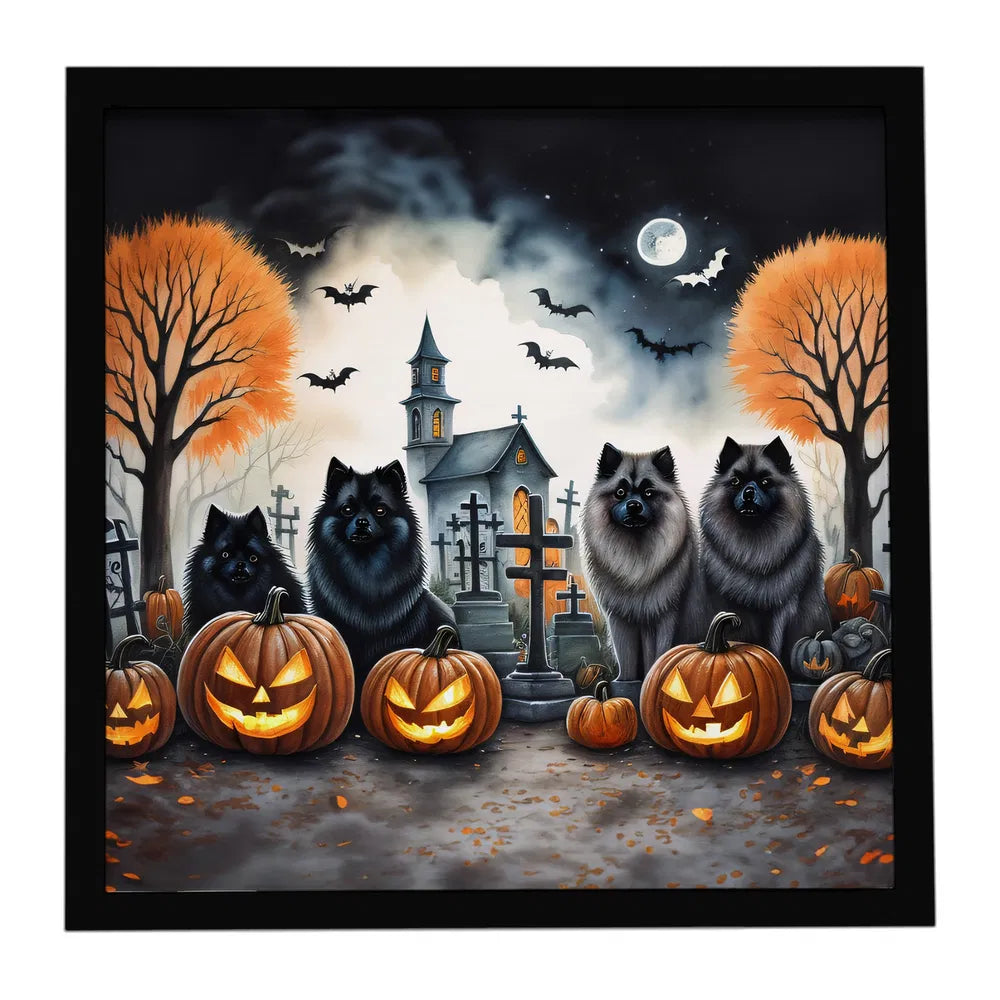 Spooky Keeshond Halloween framed metal print, view 8