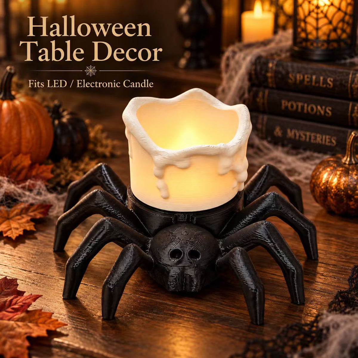 Spooky spider LED tealight holder