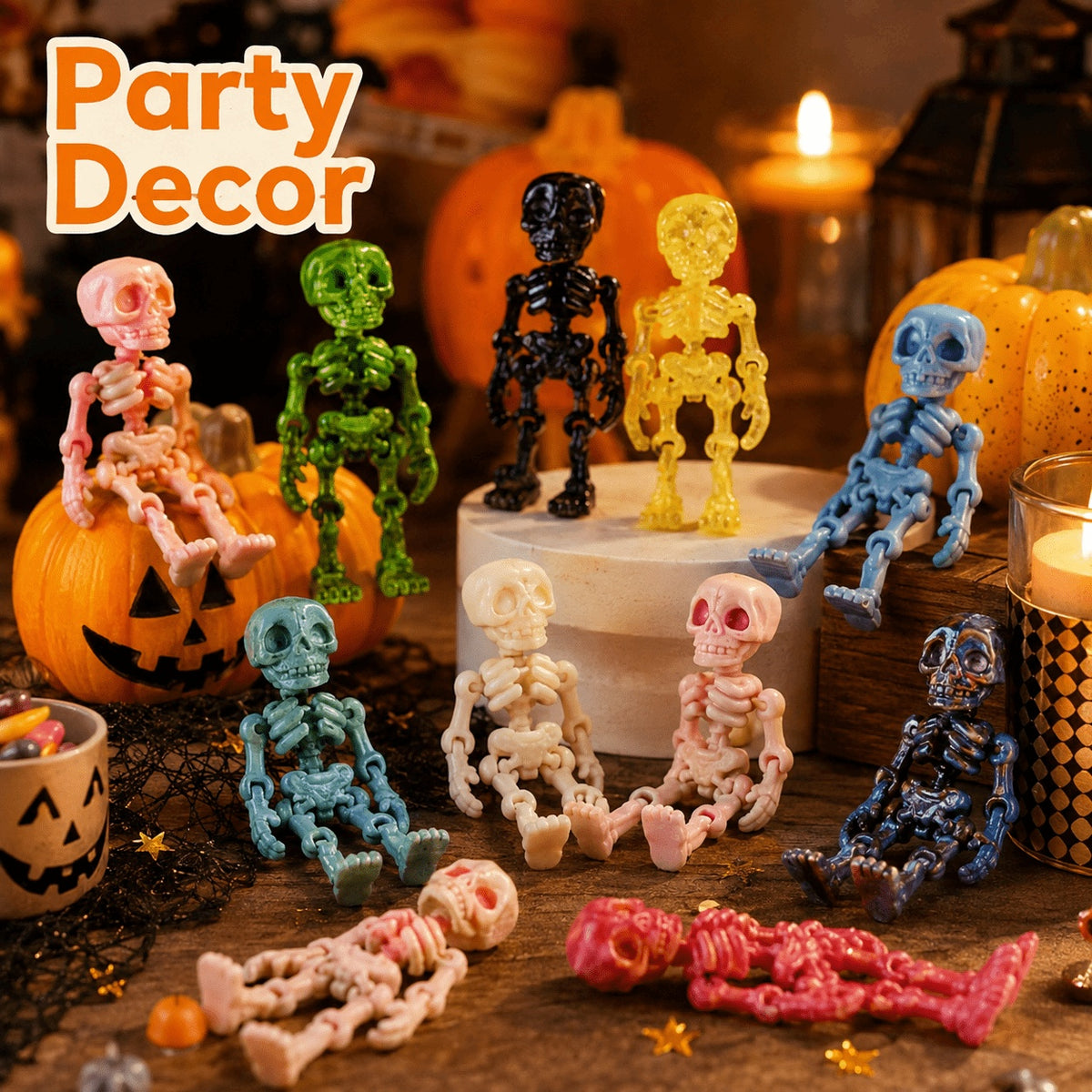 Posable mini skeletons party favor pack, view 4