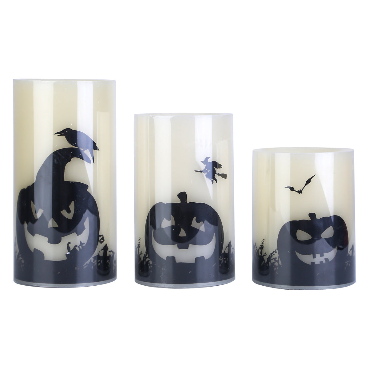 Halloween flameless LED candles with timer, 3-pack, view 11