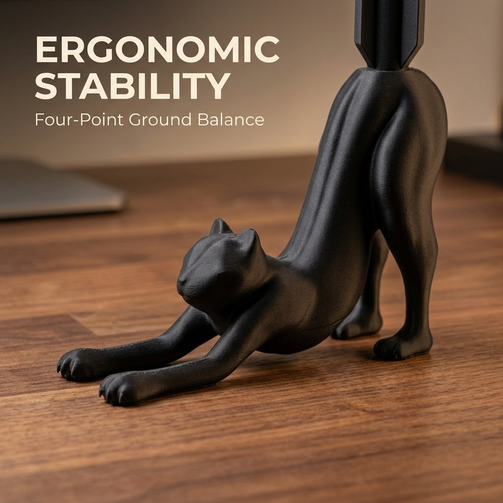 Stretching black cat toilet paper holder, view 6