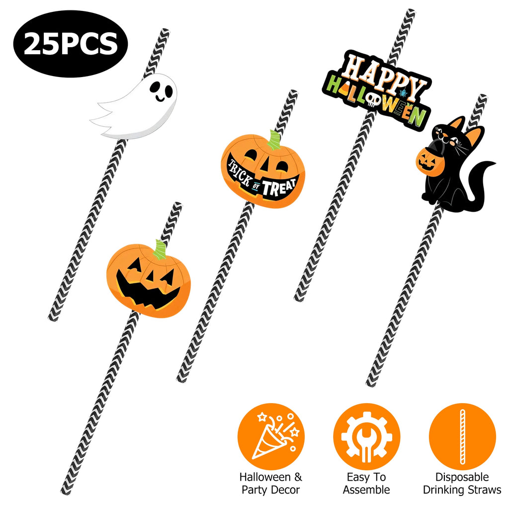 Halloween party straws with toppers, 25-pack, view 5