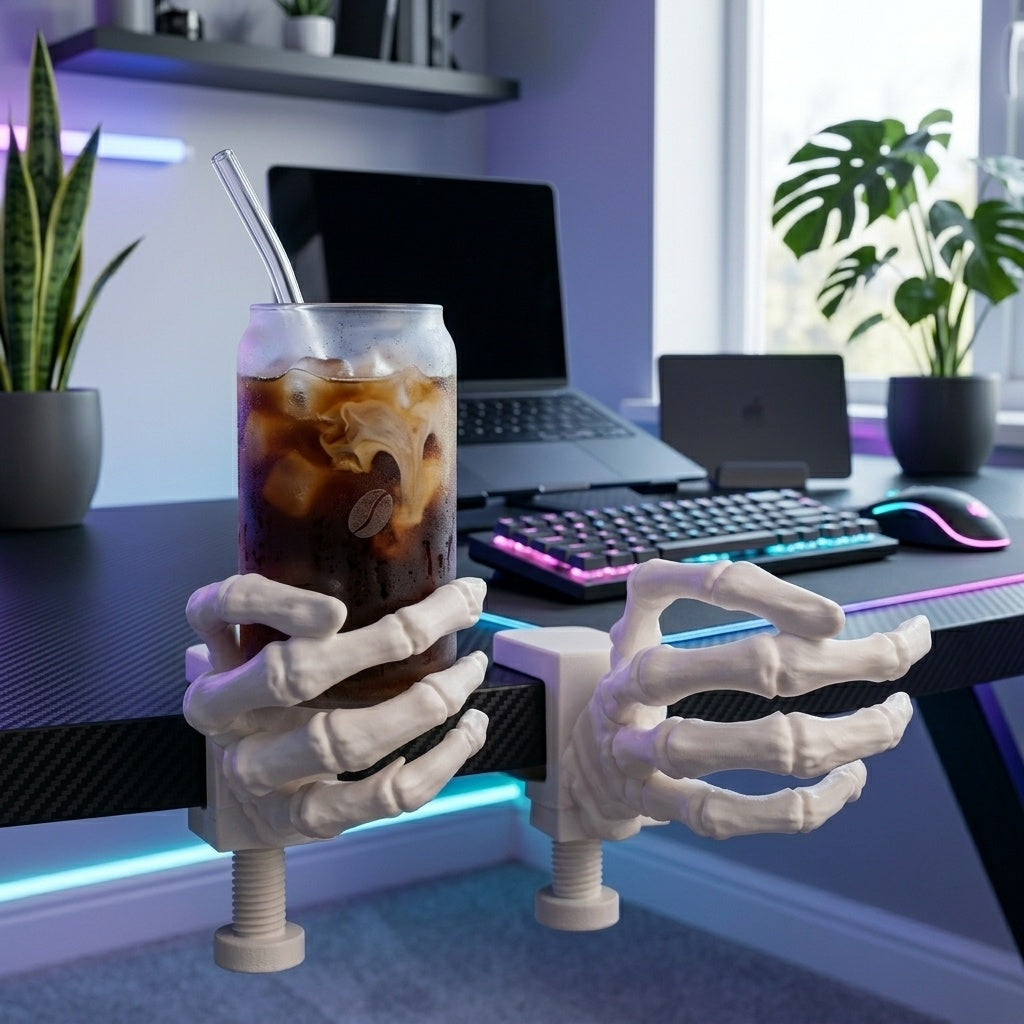 Skeleton hand clamp cup holder, view 2