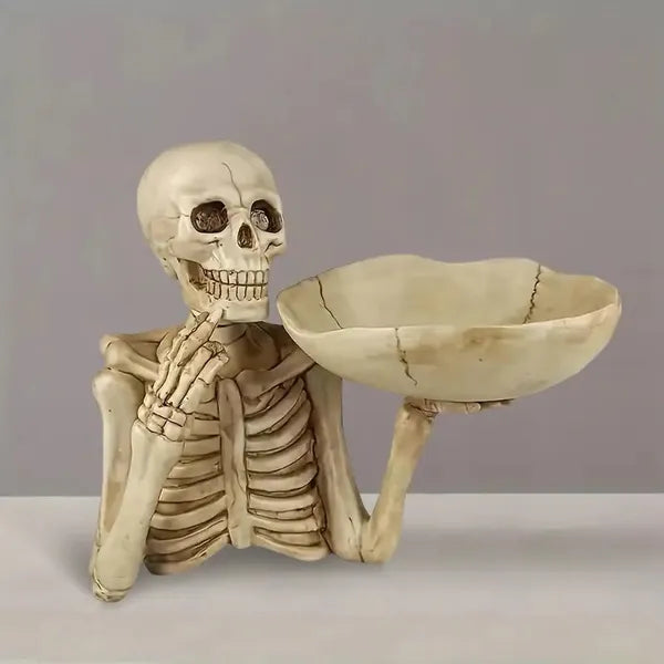 Skull tray ornament with bowl, view 2