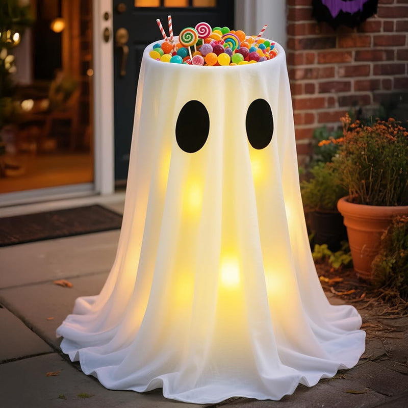 Glowing ghost candy bowl holder for the porch