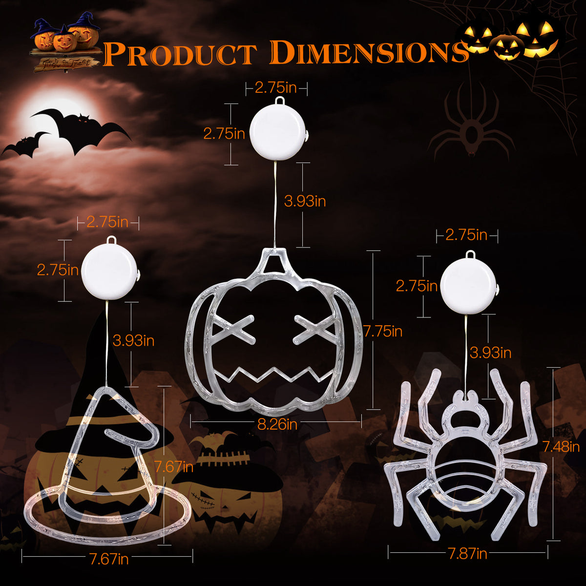 Light-up Halloween window lights, 3-pack, view 3