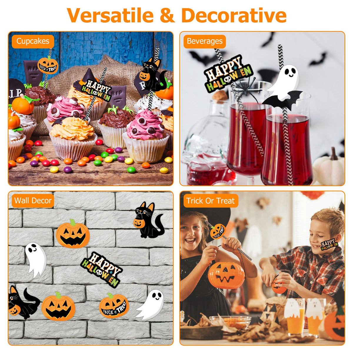 Halloween party straws with toppers, 25-pack, view 4