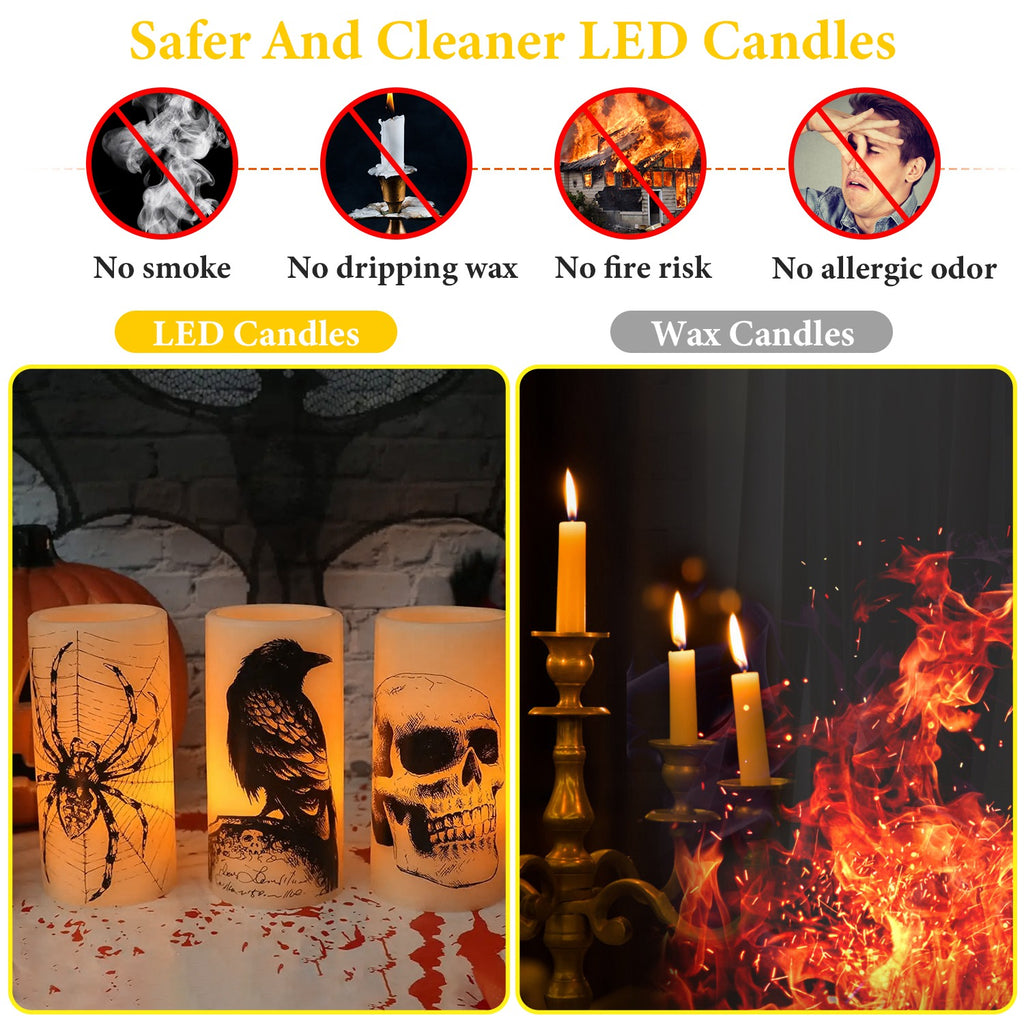 Halloween flameless LED candles with timer, 3-pack, view 10