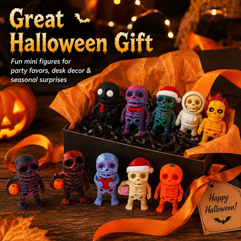Mini skeleton figurines, 10-piece set