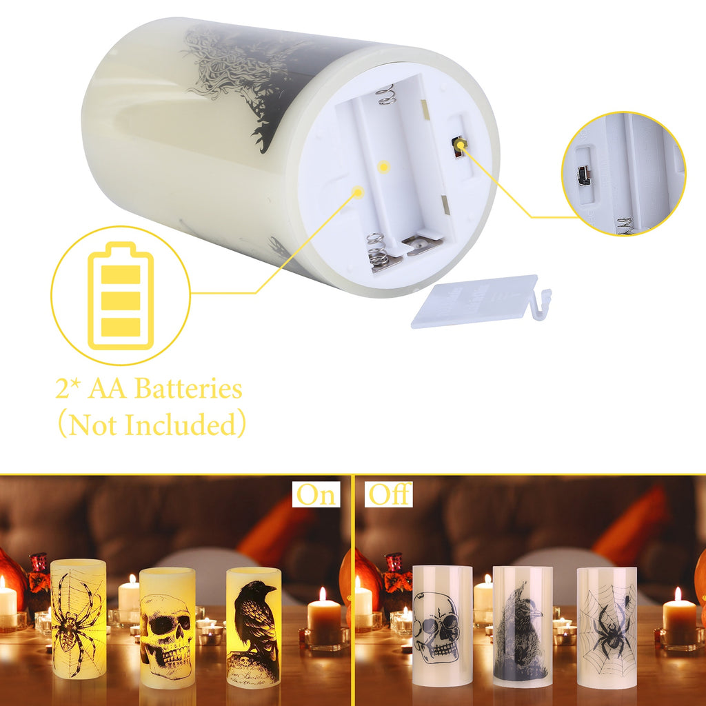 Halloween flameless LED candles with timer, 3-pack, view 3