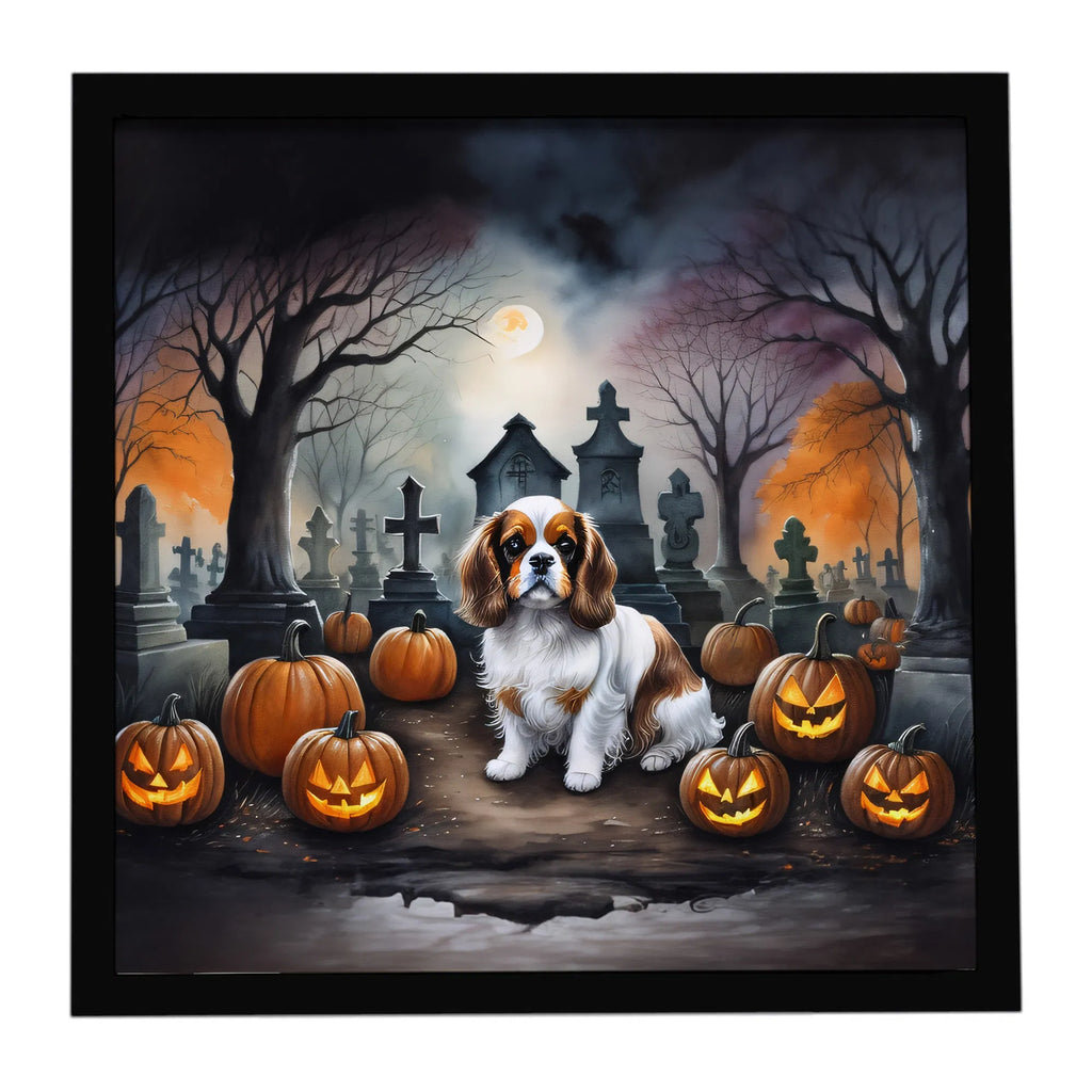 Cavalier King Charles Spaniel Halloween framed metal print