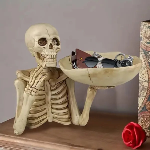 Skull tray ornament with bowl
