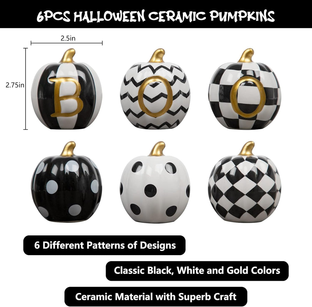 Ceramic Halloween pumpkins, set of 6, view 3
