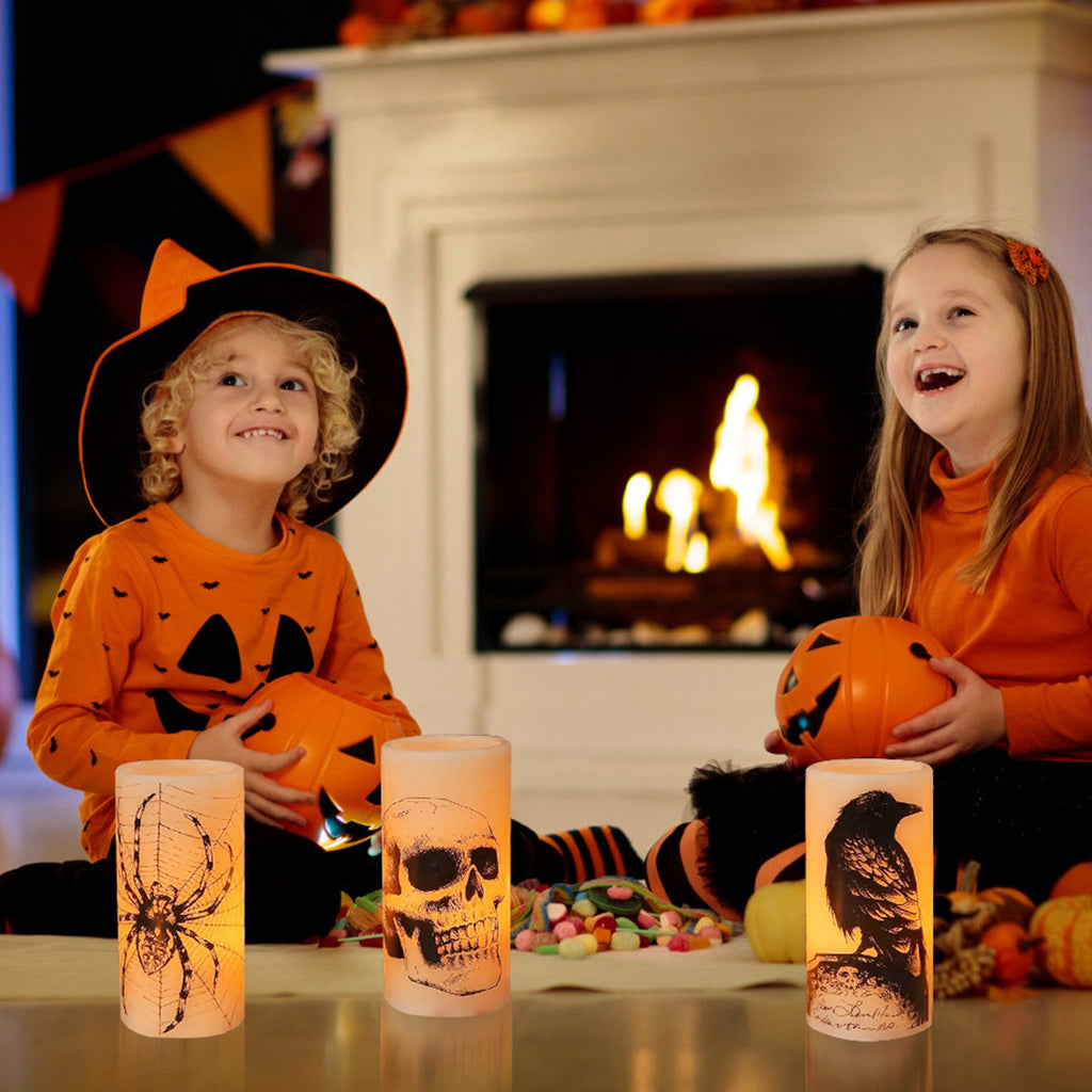 Halloween flameless LED candles with timer, 3-pack, view 8