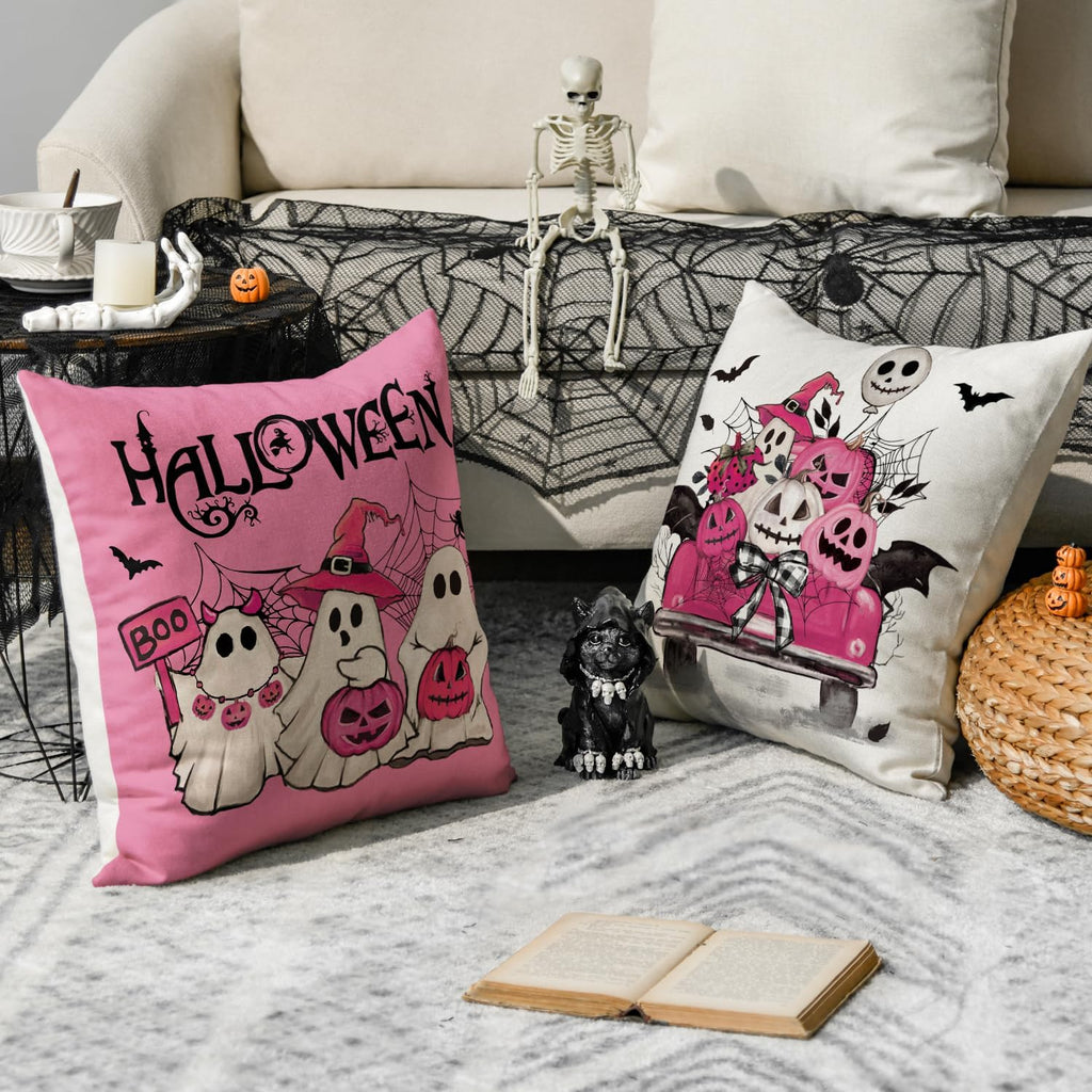 Pink Halloween ghost pillow covers, set of 4, view 5
