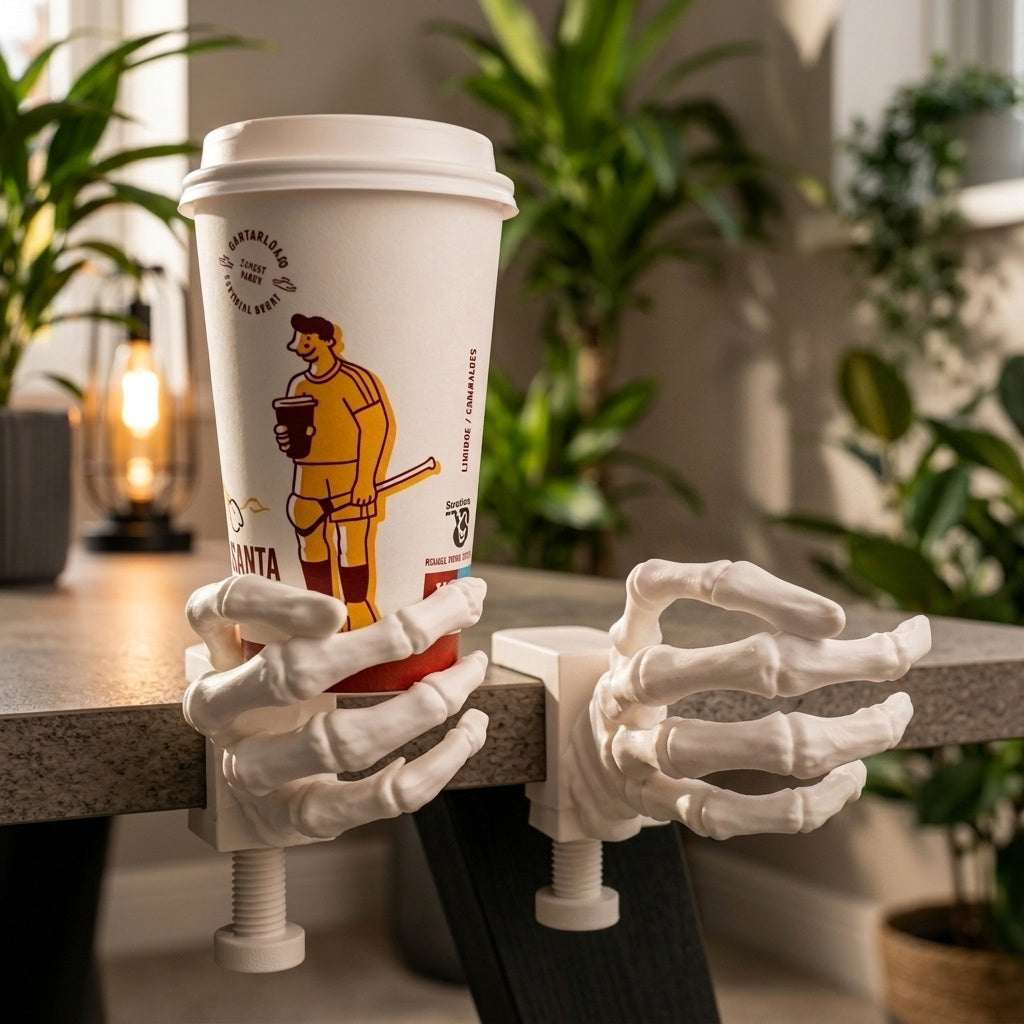 Skeleton hand clamp cup holder, view 3