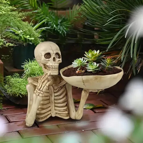 Skull tray ornament with bowl, view 4