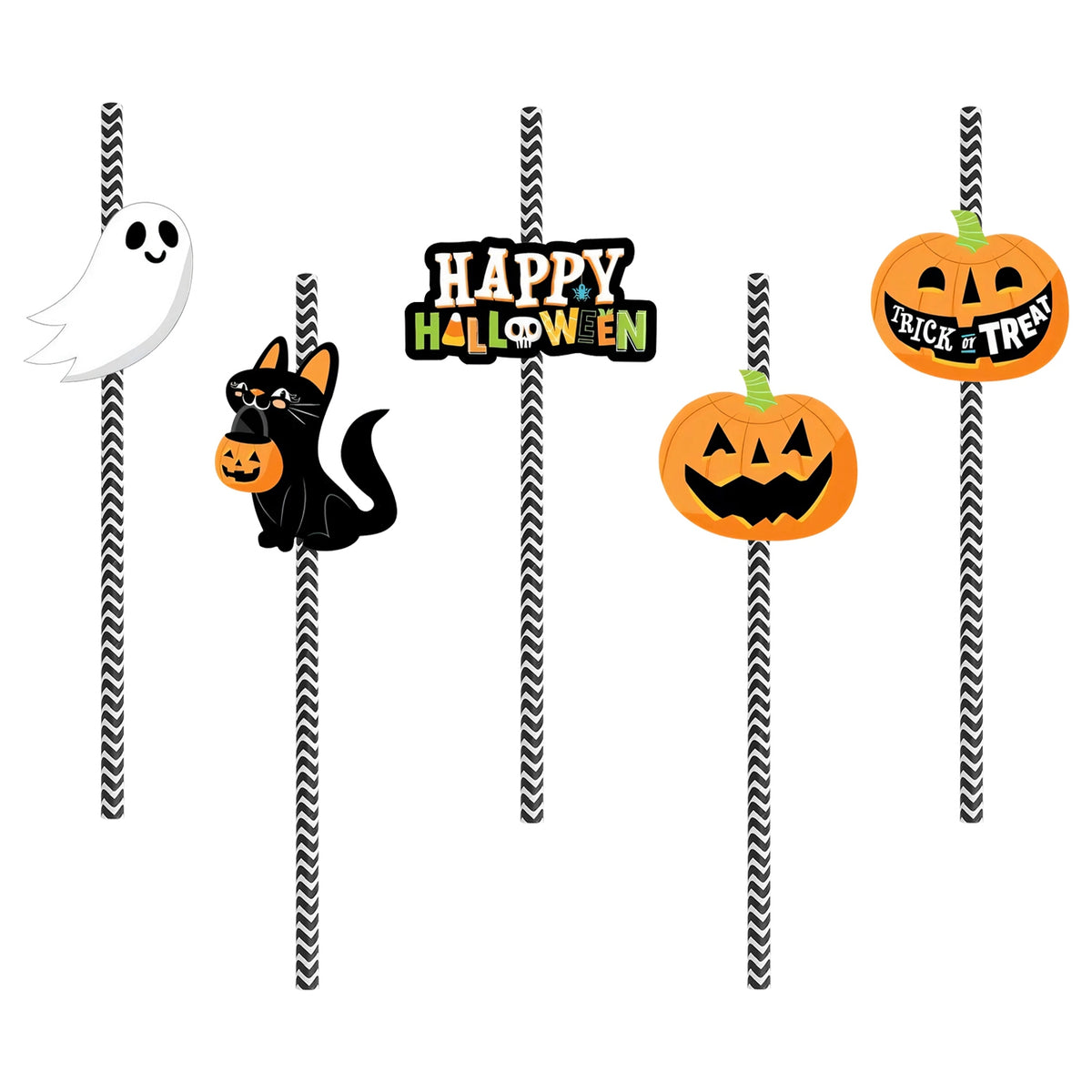 Halloween party straws with toppers, 25-pack, view 2