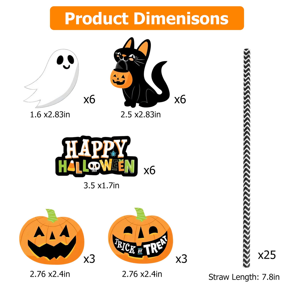 Halloween party straws with toppers, 25-pack, view 9