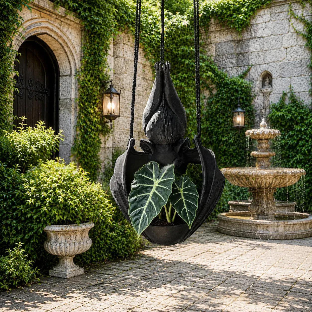 Hanging bat flower pot, view 2