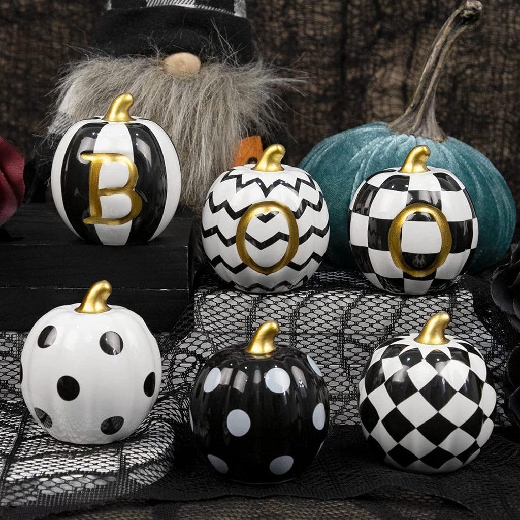 Ceramic Halloween pumpkins, set of 6, view 5