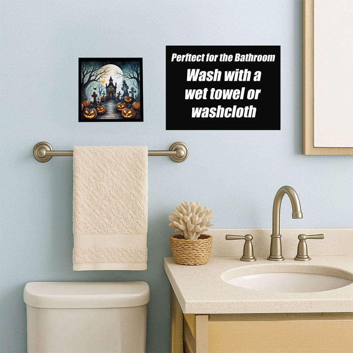 Haunted graveyard Halloween framed metal print, view 2