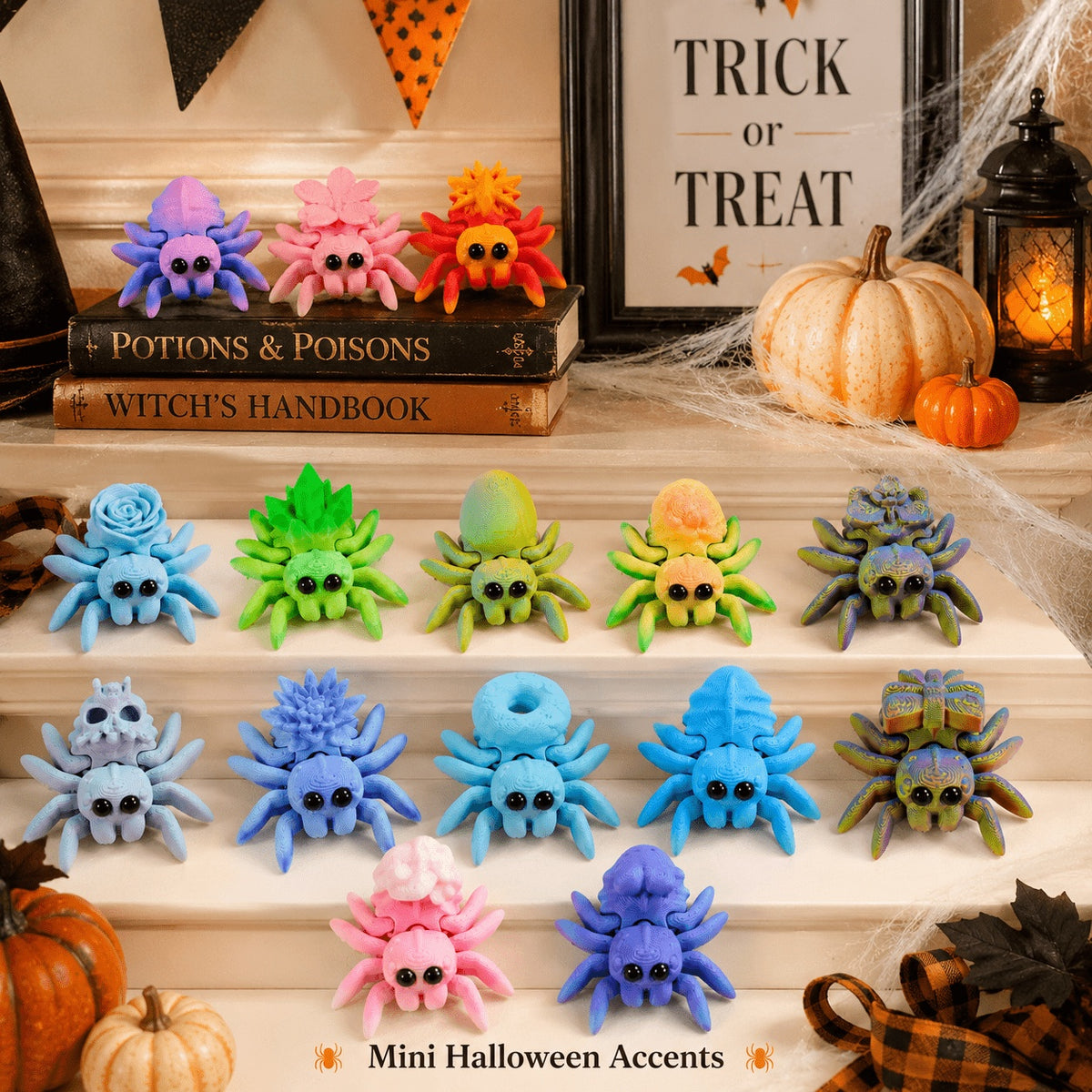 Cute mini spider figurines, 15-piece set, view 3
