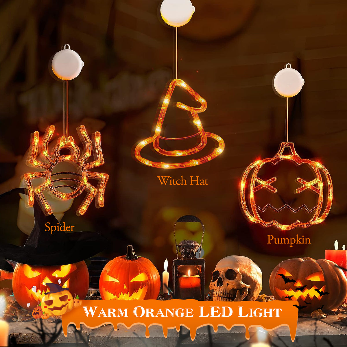 Light-up Halloween window lights, 3-pack, view 10