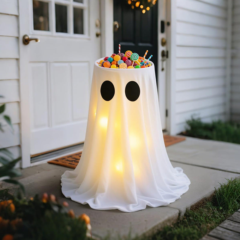 Glowing ghost candy bowl holder for the porch, view 3