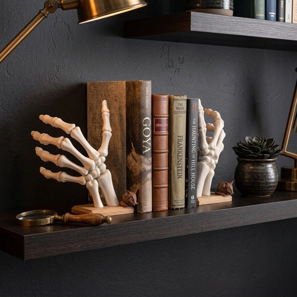 Skeleton hand bookend, view 4